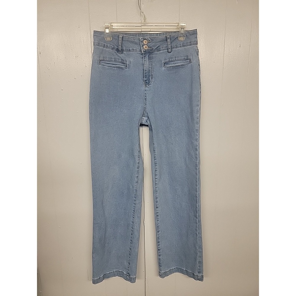 Sidefeel Sz 30 Wide Leg Jeans Casual High Waisted Straight Zimbaplatinum Denim‎
